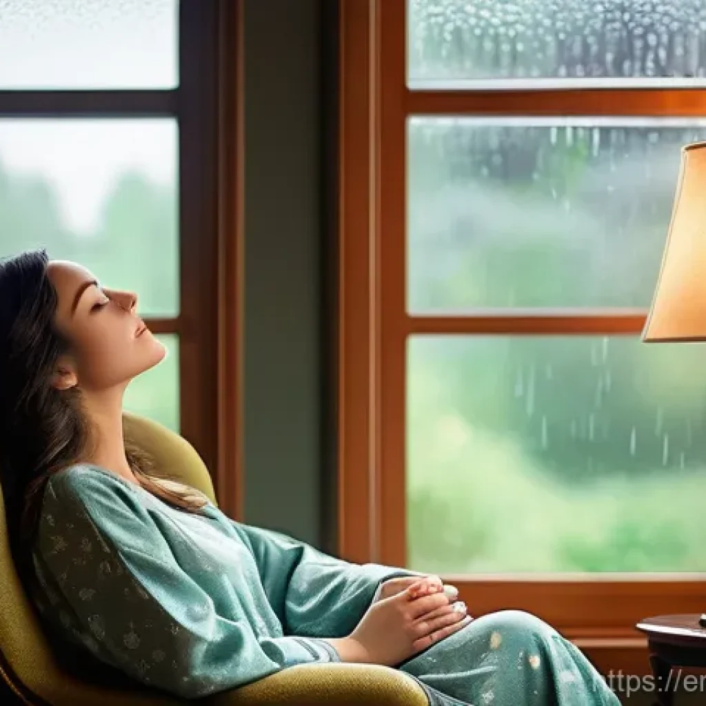 ASMR과 소리의 심리적 효과 비교 - **Prompt 1: Calming Oasis**
    "A cozy and serene indoor scene. A young woman, dressed in soft, mod...