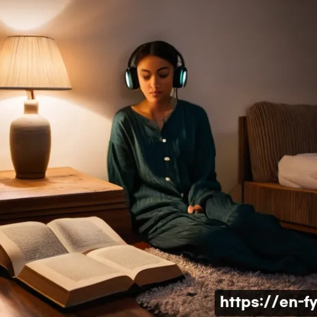 ASMR의 효과적인 활용법 - **"Cozy Evening Whispers"**: A young adult person, dressed in comfortable, soft cotton pajamas, is s...