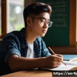 Home 22 ASMR의 다양한 적용 사례 - A serene study room scene featuring a young adult student wearing comfortable casual clothing and gl...