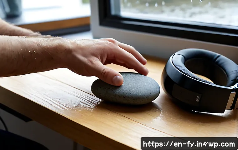ASMR을 통한 스트레스 관리 기술 - Photorealistic cozy evening stress-relief scene, an adult wearing comfortable casual clothing seated...